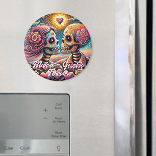 Sugar Skulls in Love Chalk Pastel Personalised Magnet