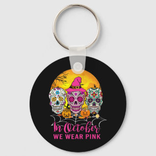 Sugar Skulls In October We Wear Pink Breast Cancer Key Ring