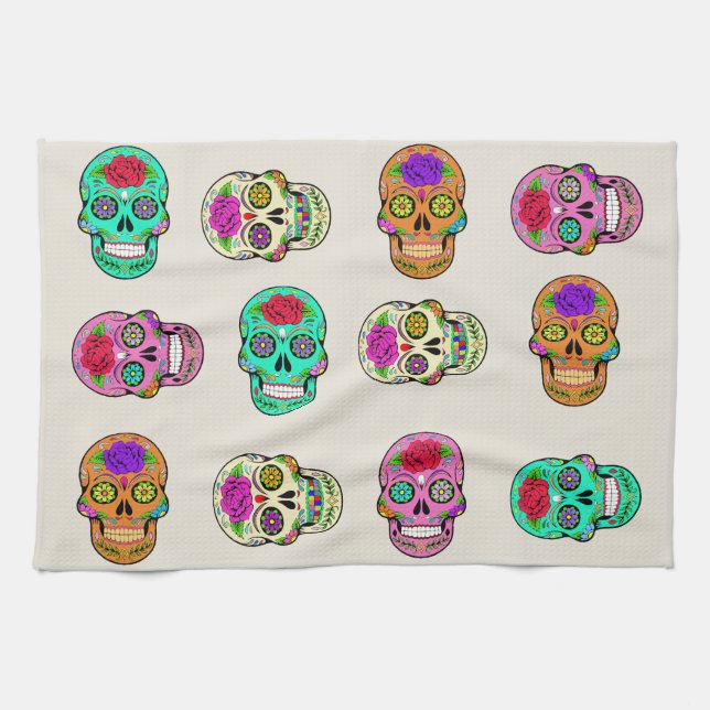 Sugar Skulls Kitchen Towels (Horizontal)
