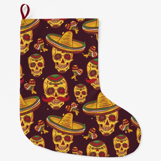 Sugar Skulls Large Christmas Stocking (Front)