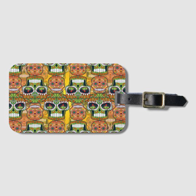 Sugar Skulls Luggage Tag (Front Horizontal)