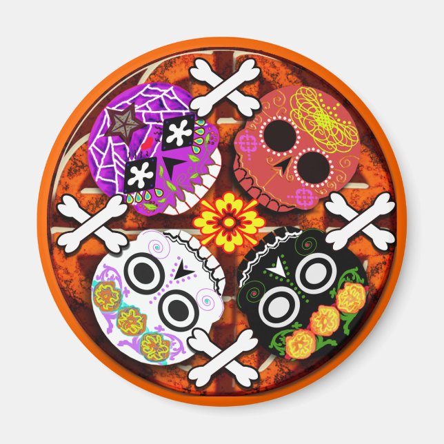 sugar skulls n' bones magnet (Front)