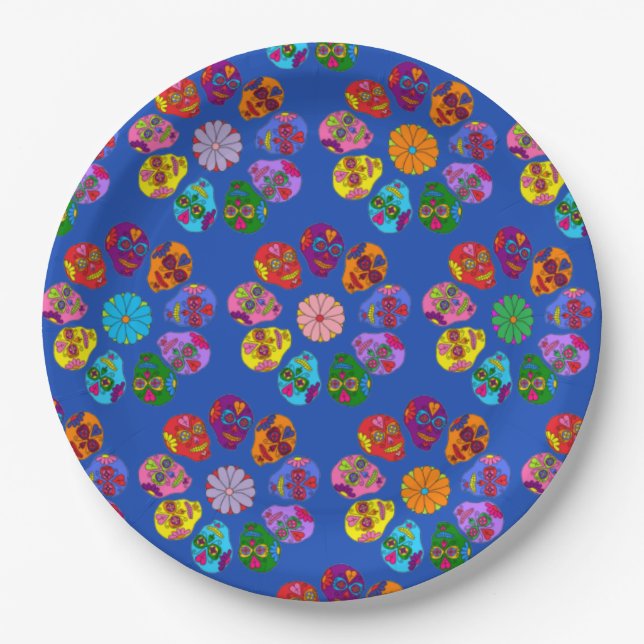 Sugar Skulls Paper Plate (Front)