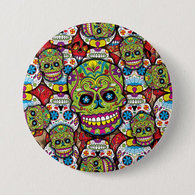 Sugar Skulls Pattern 7.5 Cm Round Badge (Front)