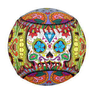 Sugar Skulls Pattern Baseball
