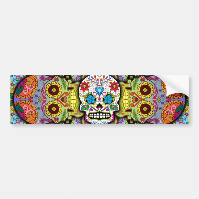 Sugar Skulls Pattern Bumper Sticker (Front)