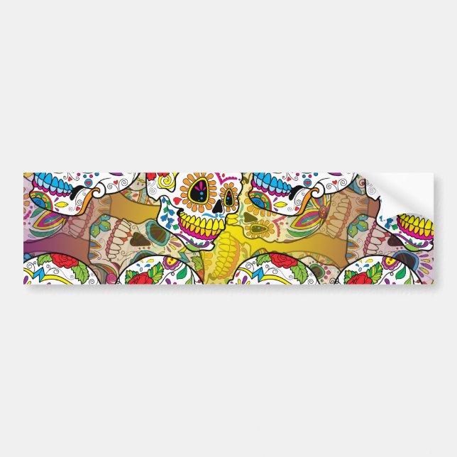 Sugar Skulls Pattern Bumper Sticker (Front)