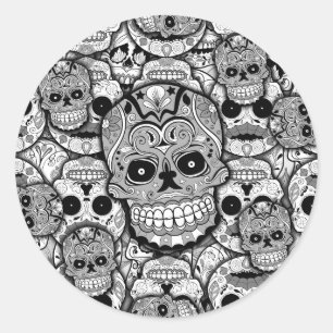 Sugar Skulls Pattern Classic Round Sticker