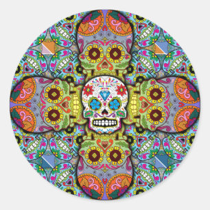 Sugar Skulls Pattern Classic Round Sticker