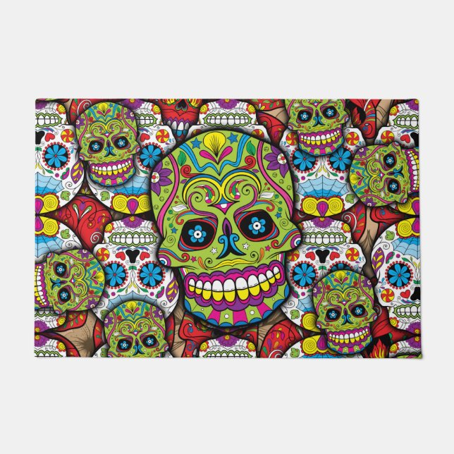 Sugar Skulls Pattern Doormat (Front)