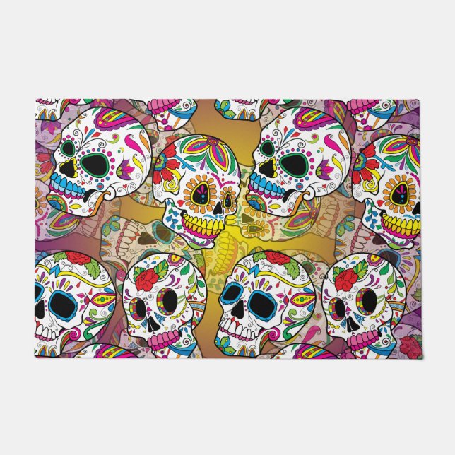 Sugar Skulls Pattern Doormat (Front)