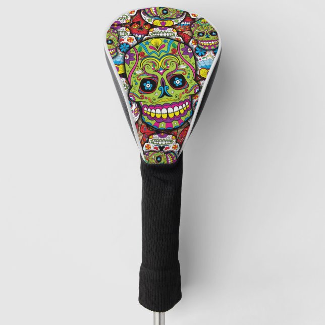 Sugar Skulls Pattern Golf Head Cover (Front)