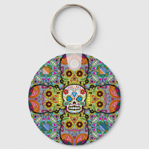 Sugar Skulls Pattern Key Ring