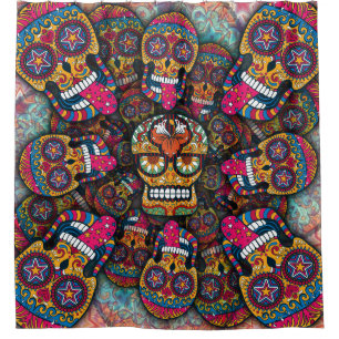 Sugar Skulls Pattern Shower Curtain