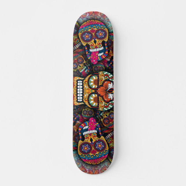 Sugar Skulls Pattern Skateboard (Front)