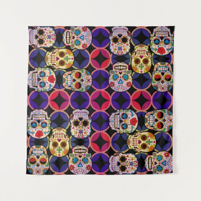 Sugar Skulls Pattern Tapestry (Front)