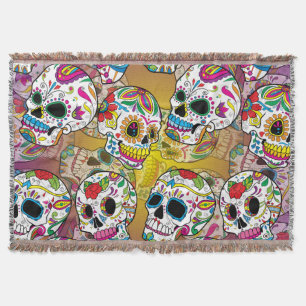 Sugar Skulls Pattern Throw Blanket