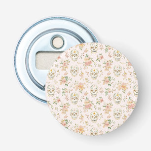 Sugar Skulls Peach Flowers Bottle Opener