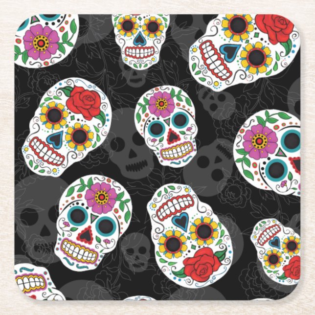 Sugar Skulls print Coaster (Front)