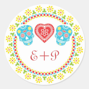 Sugar Skulls round sticker