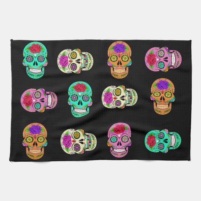 Sugar Skulls  Tea Towel (Horizontal)