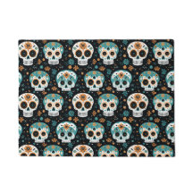Sugar Skulls - Teal and Cinnamon Pattern