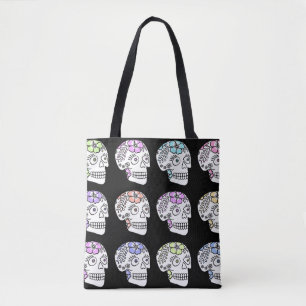 Sugar Skulls With Flowers Tote Bag
