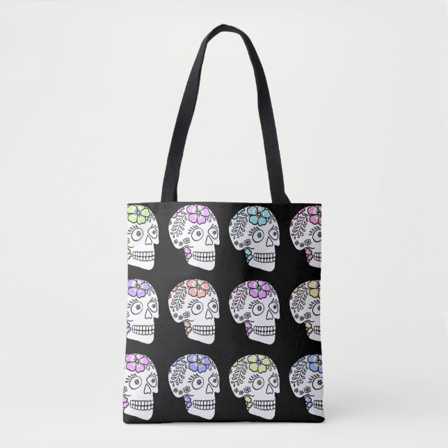 Sugar Skulls With Flowers Tote Bag (Front)
