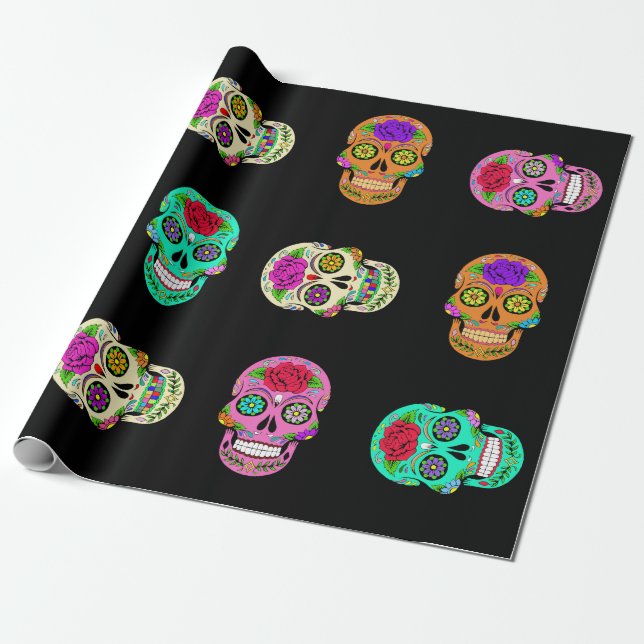 Sugar Skulls Wrapping Paper (Unrolled)