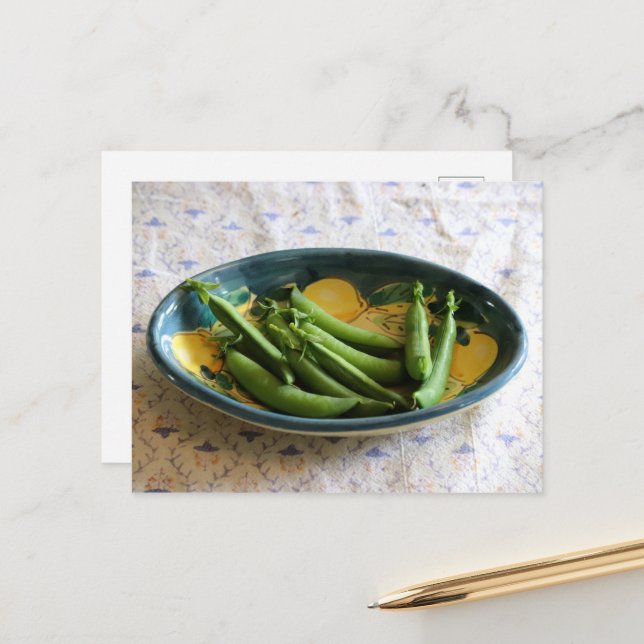 Sugar Snap Peas in a Dish Postcard (Front/Back In Situ)