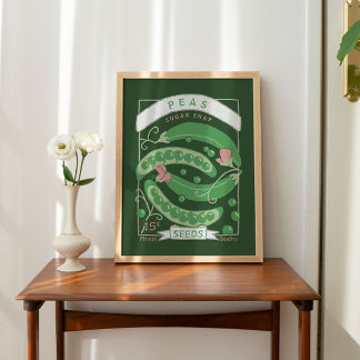 Sugar Snap Peas Seed Packet (Rich Green) Poster
