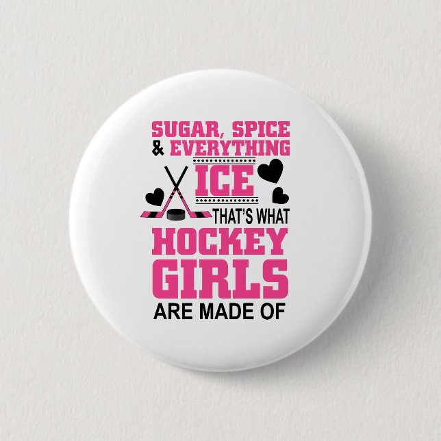 sugar spice and everything ice girls hockey 6 cm round badge (Front)