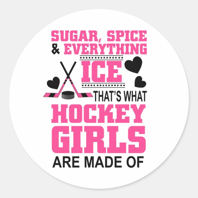 sugar spice and everything ice girls hockey classic round sticker (Front)