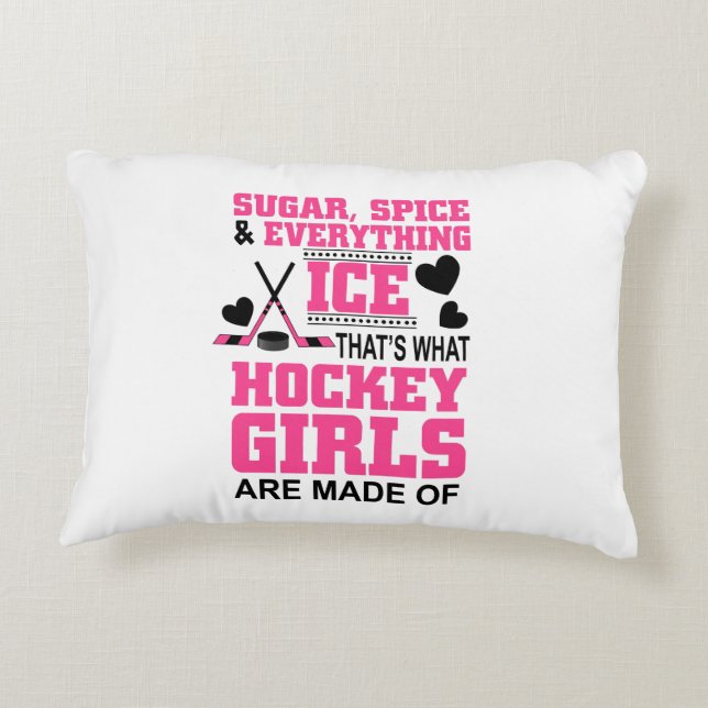 sugar spice and everything ice girls hockey decorative cushion (Back)