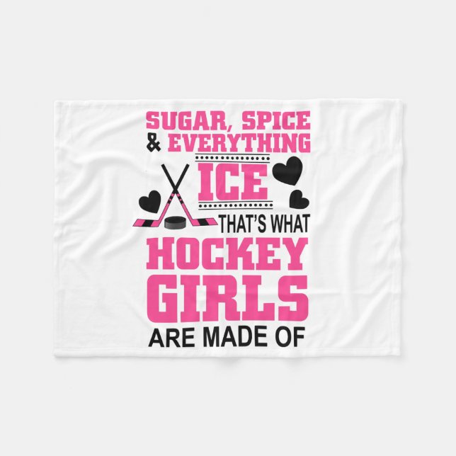 sugar spice and everything ice girls hockey fleece blanket (Front (Horizontal))