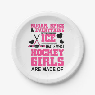 sugar spice and everything ice girls hockey paper plate