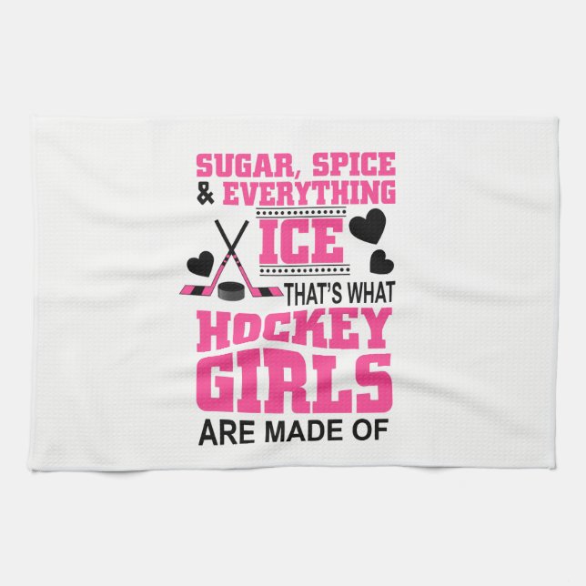 sugar spice and everything ice girls hockey tea towel (Horizontal)