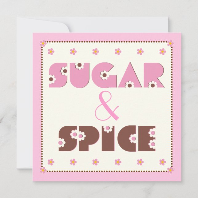 Sugar & spice baby girl shower invitation (Front)