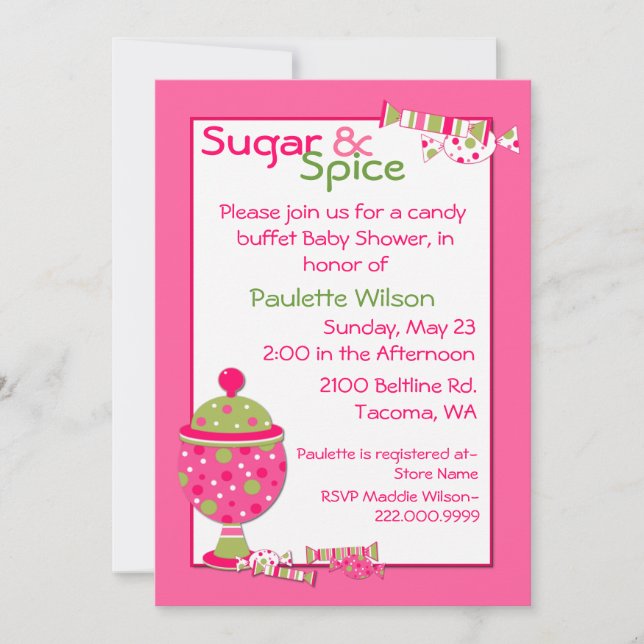 Sugar & Spice Baby Shower Candy Buffet Invitation (Front)