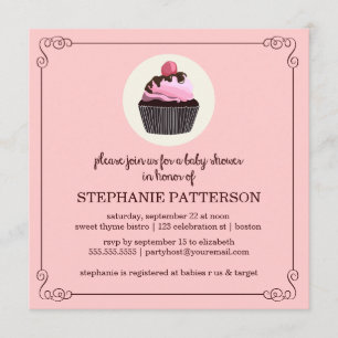 Sugar & Spice Cupcake Girl Baby Shower Invitation