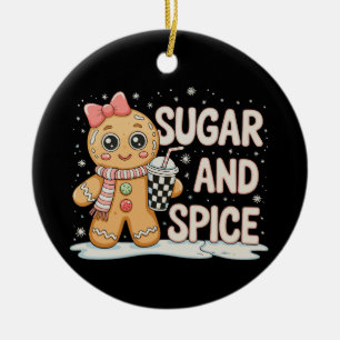 Sugar Spice Gingerbread Bougie Pink Christmas Xmas Ceramic Tree Decoration