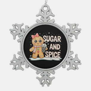 Sugar Spice Gingerbread Bougie Pink Christmas Xmas Snowflake Pewter Christmas Ornament
