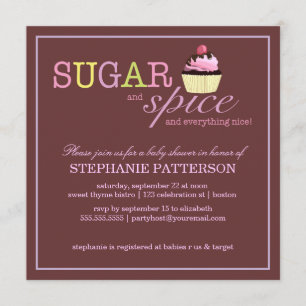 Sugar & Spice It's a Girl Baby Shower Invitation