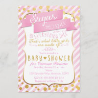 Sugar & Spice Pink & Gold Baby Shower Invitation