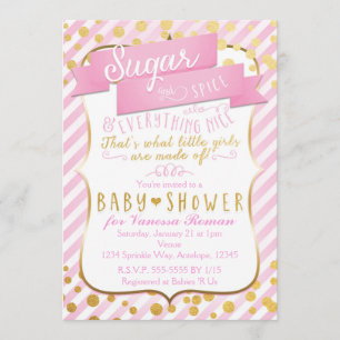 Sugar & Spice Pink & Gold Baby Shower Invitation
