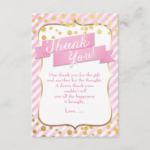 Sugar & Spice Pink & Gold Birthday Thank You Card