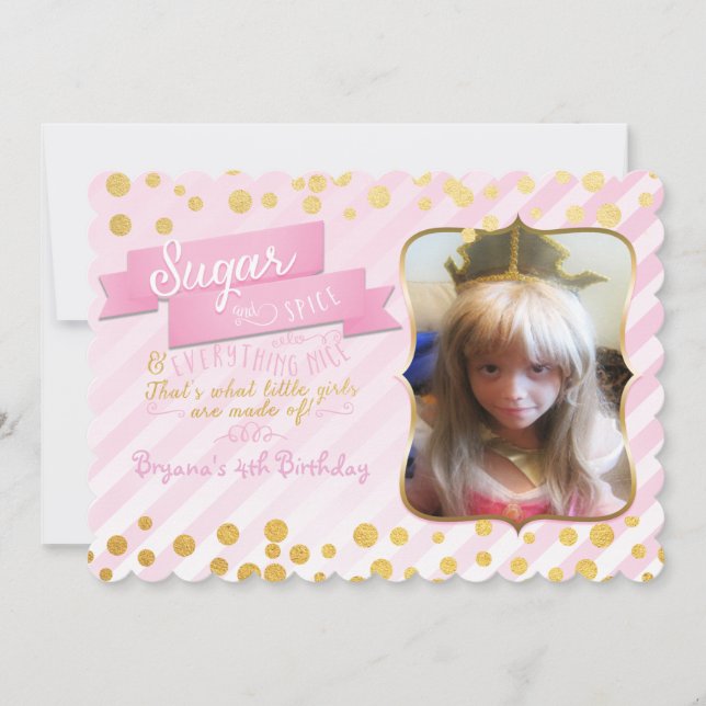 Sugar & Spice Pink Gold Photo Party Invitation (Front)