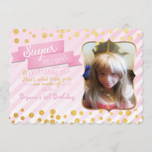 Sugar & Spice Pink Gold Photo Party Invitation