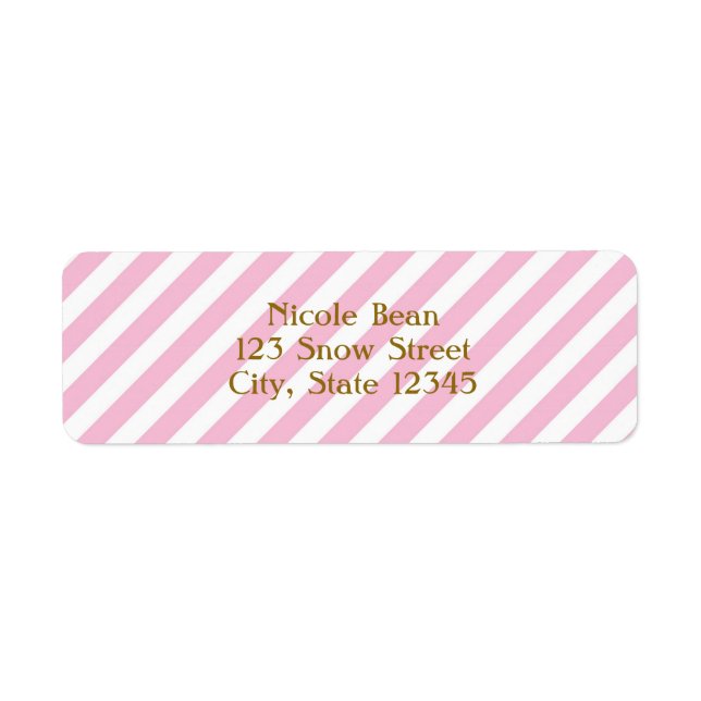 Sugar & Spice Pink Striped Card Address Labels (Front)