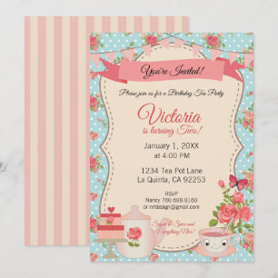 Sugar & Spice Tea Party (Blue Floral) Invitation